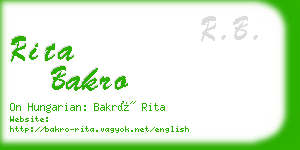 rita bakro business card